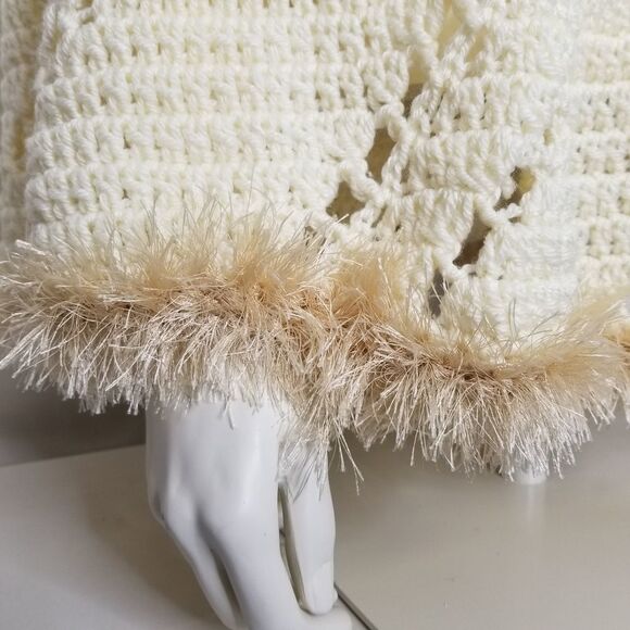 Handmade Crochet Shawl Eyelash‎ Fun Fur Trim - Picture 7 of 13
